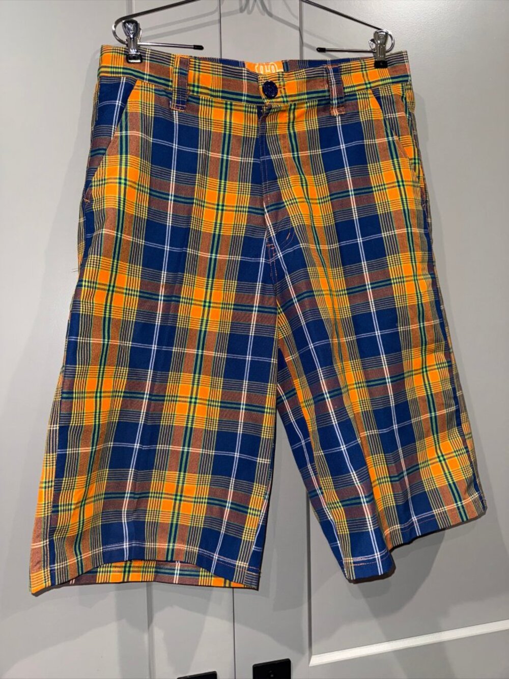 Royal Blue Brand Plaid long shorts cotton streetwear size 36